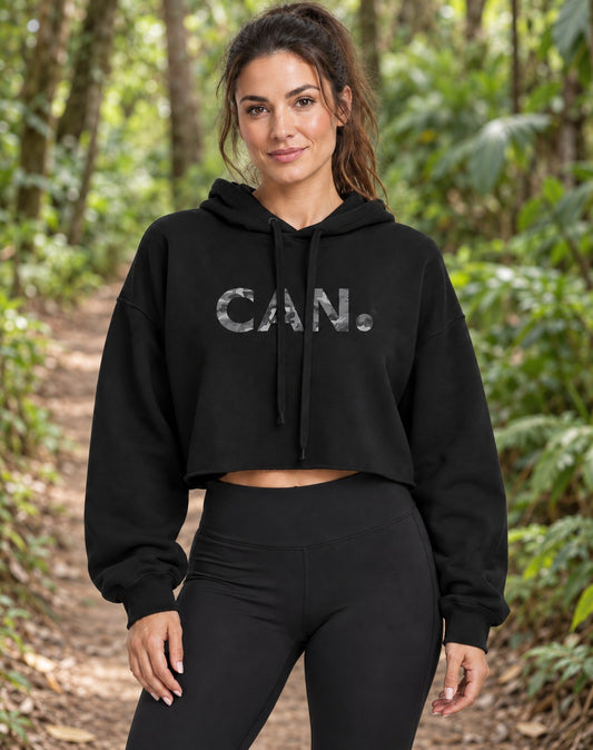 Camo Crop Hoodie (Black, Green, Peach)