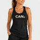 CAN. Women’s Racerback Tank | Black & Cream